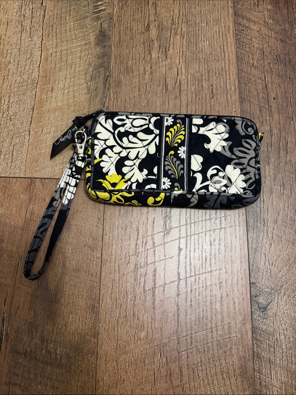 Vera Bradley Black, White & Yellow Floral Wristlet